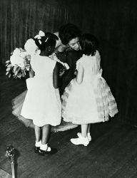 Shirley Bassey being presented with bouquet