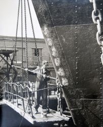 Painting vessel in dry dock